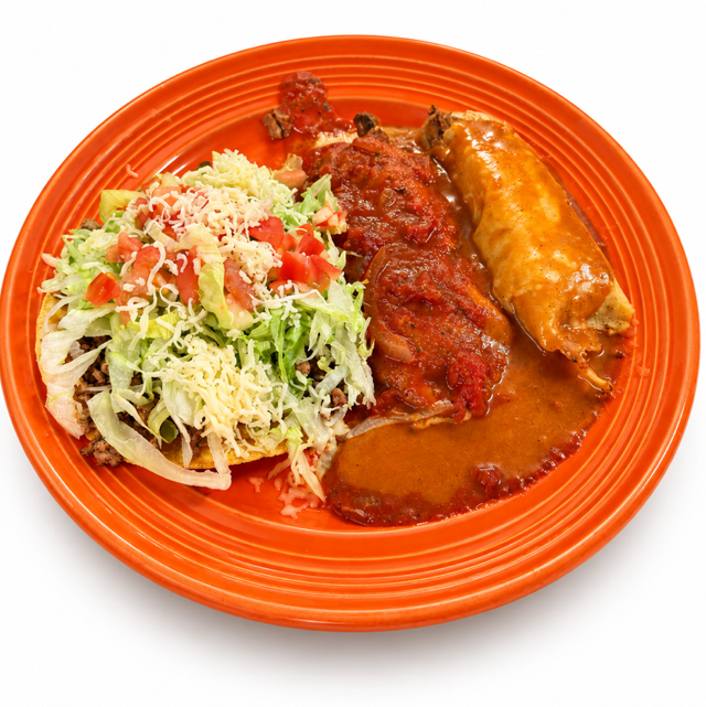 #16. Tostada, Chile Relleno and Tamale.