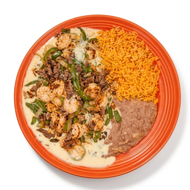 Alambre (Meat or Shrimp with Peppers and Cheese).