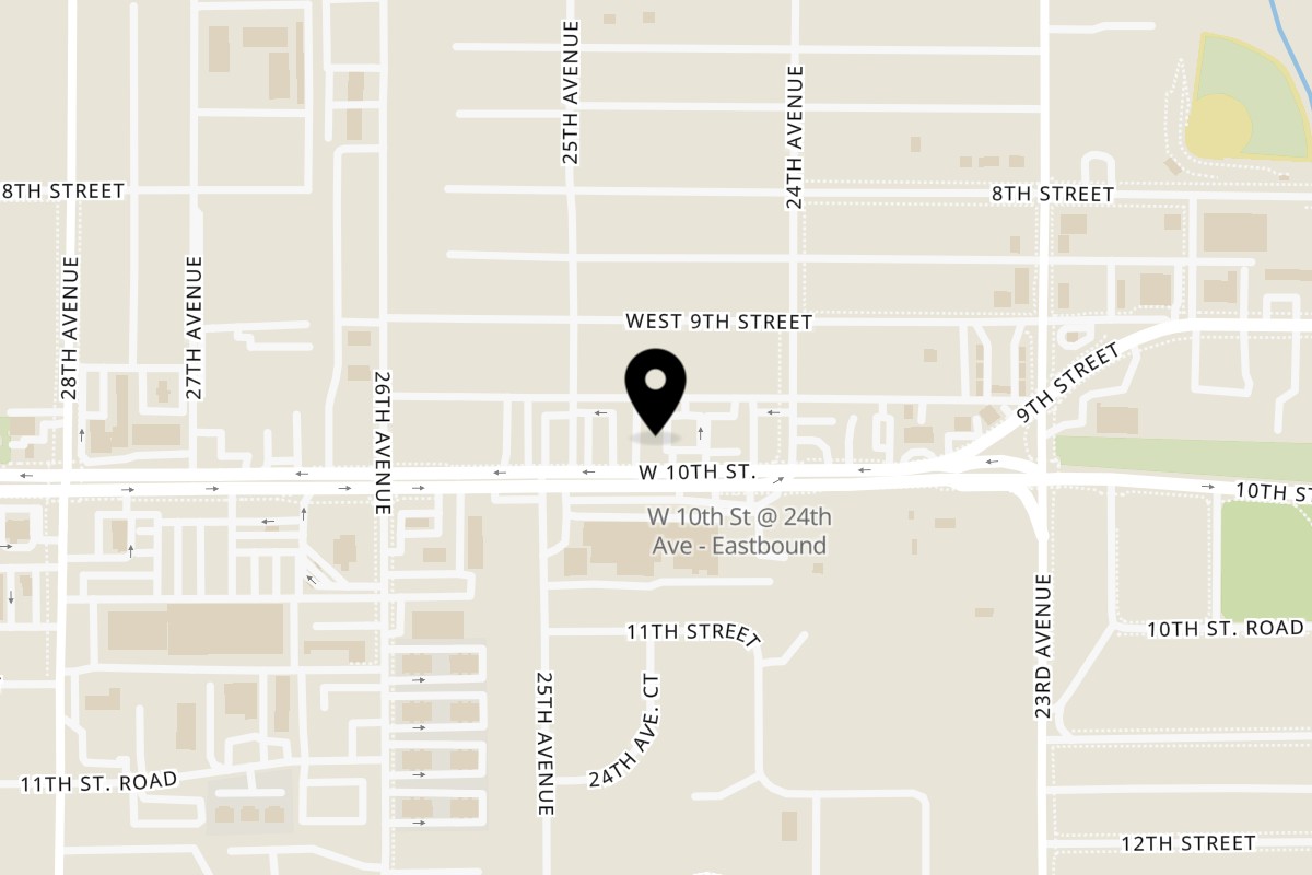 Map showing the location of El Pueblito Greeley on 2435 W 10th St in Greeley
